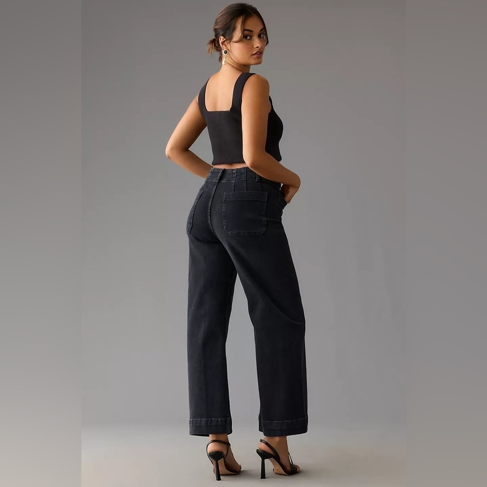 Anthropologie Pilcro The Skipper High Rise Cropped Vintage Black Denim Jeans - Picture 3 of 16